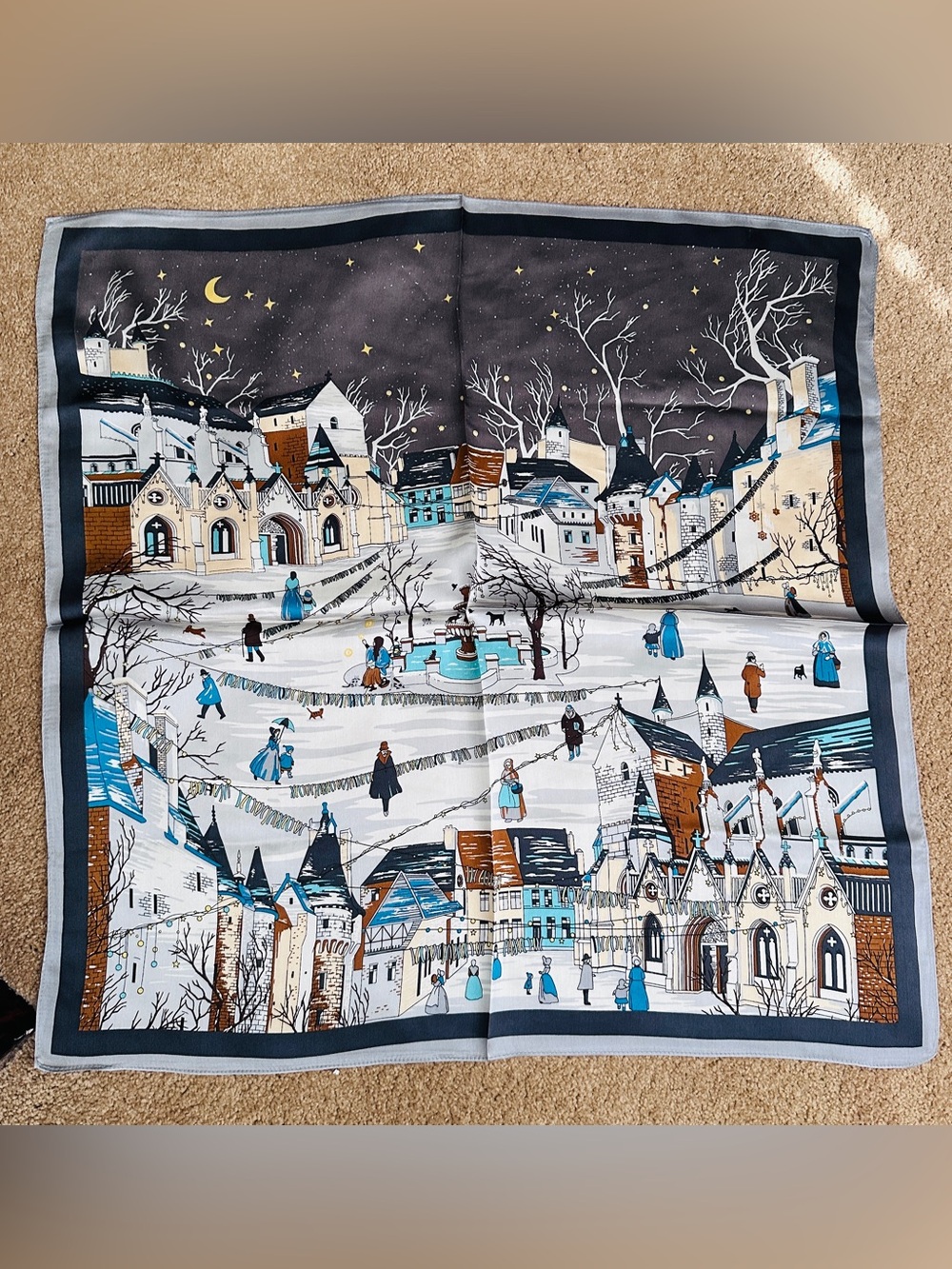 100% Mulberry Silk Scarf - Winter Village